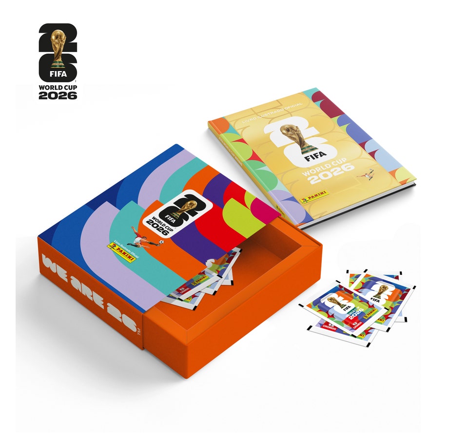 Copa Do Mundo 2026 - BOX Luva Premium Torcida - 1 Álbum Capa Dura Ouro + 40 Envelopes